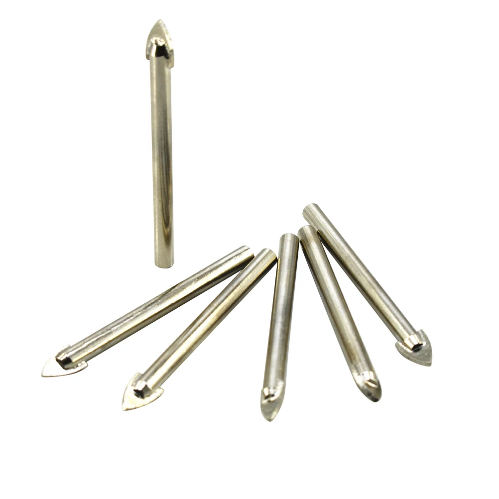 

6 Pcs Tile Drill Set Round Handle Carbide Tip Glass Bits Triangle Hole Opener Concrete Ceramic Wood Metal Plastic Tile Drills