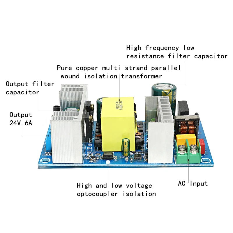 DC 24V 6A AC 90-260V Power Supply Module AC-DC Switching Power Supply Board Promotion DC-24V-6