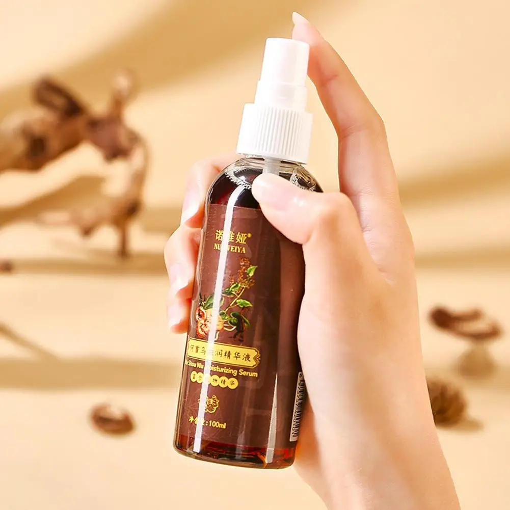 100ml Polygonum Multiflorum Natural Black Hair Serum Spray Shampoo Hair Black Hair Coloring Beauty grey Dyeing promuove W J8Q6