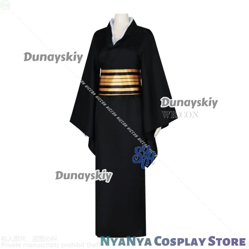 Nakime Косплей Demon Аниме π로윈 의상 Фильм ужасов Черное длинное платье Униформа Японское кимоно Парики Хэллоуин Маска бесконечности Замок