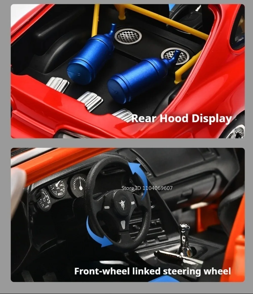 1:24 Scale Supra A80 911 GT3RS Supercar Model Toy Alloy Diecast Shock Absorption Doors Opened Sound Light Collection Sports Cars