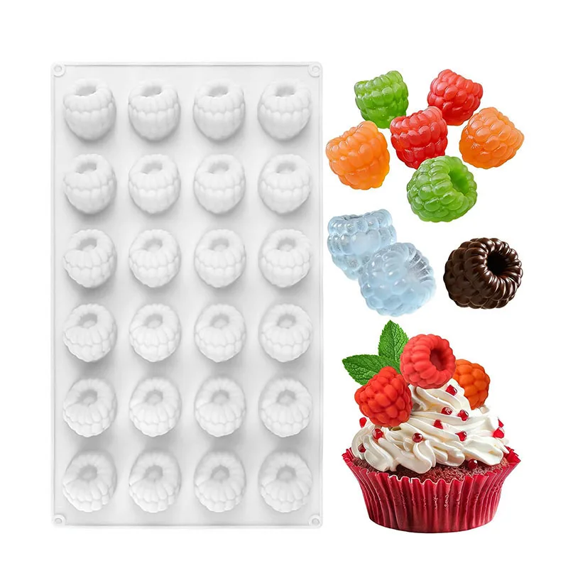 Small Raspberry Silicone Mold Fruit Shape Chocolate Candy Jelly Wax Melts Soap Ice Cube Cake Decoration Cupcake Topper Pastry