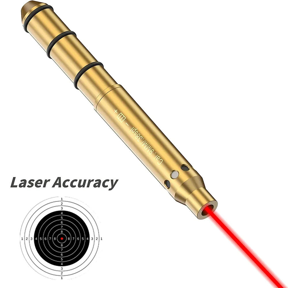 Tactical Red Laser Calibrator 9mm .38spl .223 .177 22LR Cal Boresighter Handgun Pistol Rifle Bore Sight Hunting Accessories