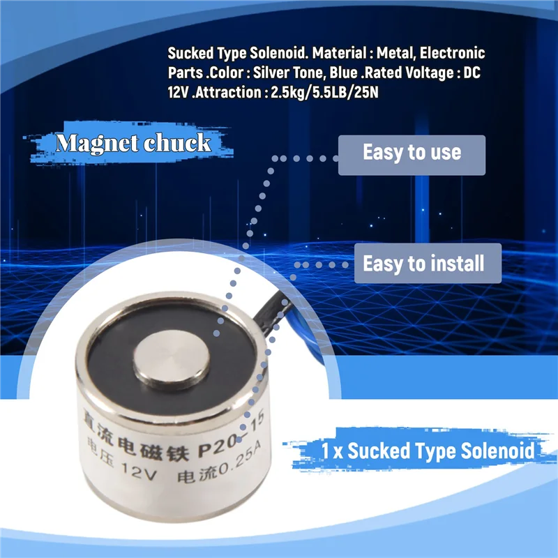 Sucked Electric Lifting Magnet Electromagnet 12VDC 2.5Kg 5.5LB 20X15mm-Hot