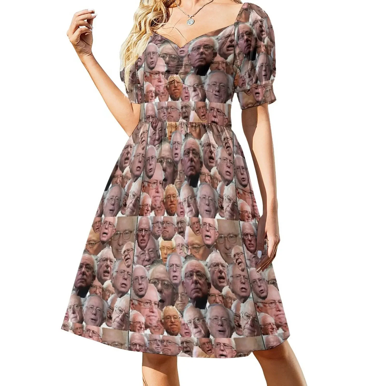 Bernie Sanders Collage Short-Sleeved Dress evening dress woman woman dress womens