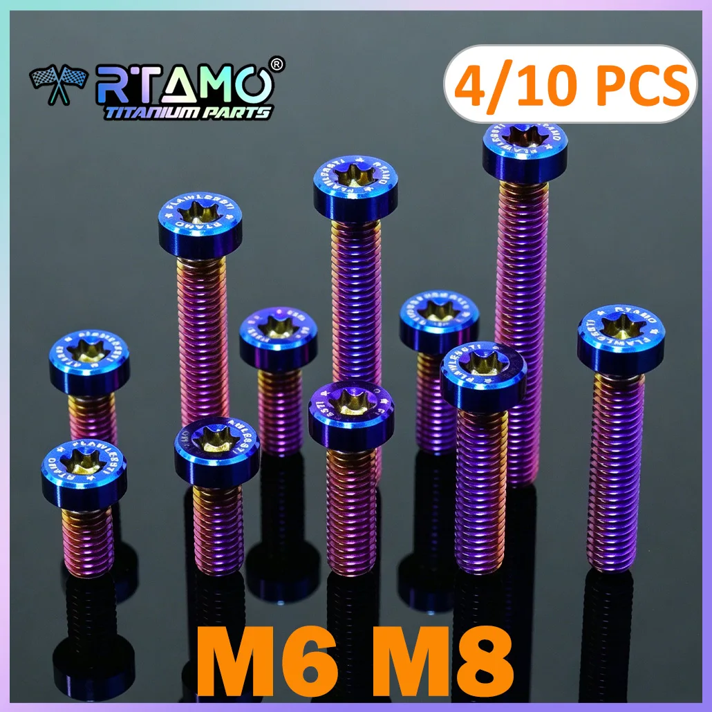 RTAMO Gr5 Titanium Bolt M6/M8X15/20/25/30/35/40mm Highstrength Screw for Bike Motorcycle Car Modification