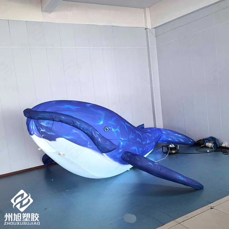 حوت قابل للنفخ، نموذج هوائي للحيوانات، مع منفاخ، ديكور لحدث مركز التسوق في المراعي الخارجية، يمكن أن يتوهج #6