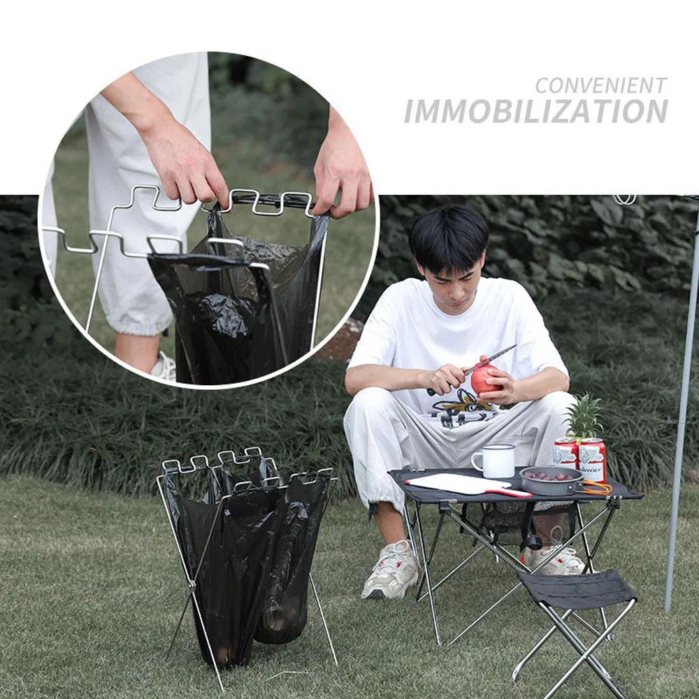 Portable Picnic Camping Outdoor Folding Trash Rack Garbage Frame Trash Bag Holder Stand Garbage Rack