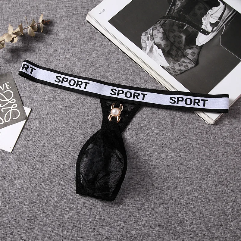 شبكة شفافة g-سلسلة للرجال مثير منخفضة الخصر ملابس داخلية شفافة تنفس رقيقة جدا عارية وغير مرئية على شكل حرف U ثونغ الظهر #3