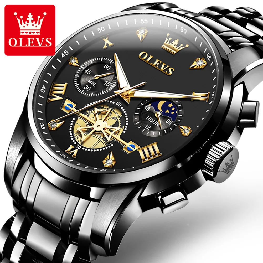 Olves 2856 Gold Quartz Watch for Men Creative Steel Mens Watches Fashion Waterproof Bracelet Wristwatch Male Relogio Feminino