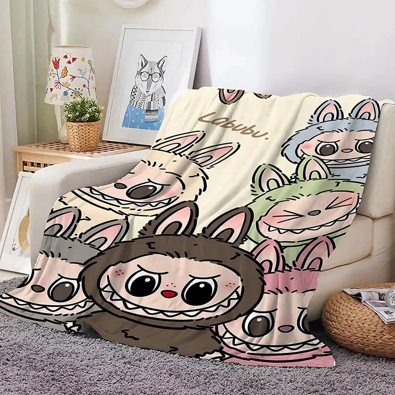 New Labubu Cartoon Anime Flannel Blanket Labubu Throw Home Sofa Lunch Break Blankets Student Blankets Nap Gift