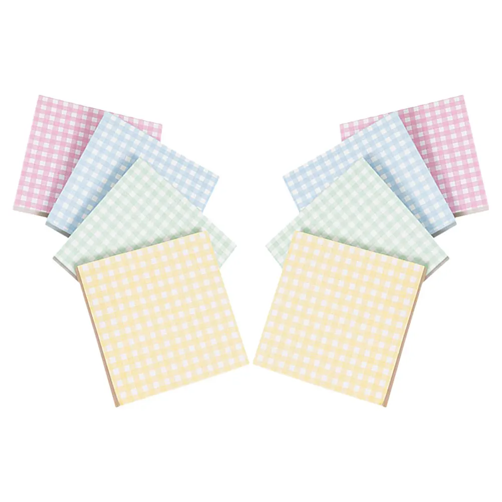 8Pcs Tearable Sticky Memo Pads Square Grid Adhesive Notes Cute Writing Pads Meeting Office Classroom School Supplies