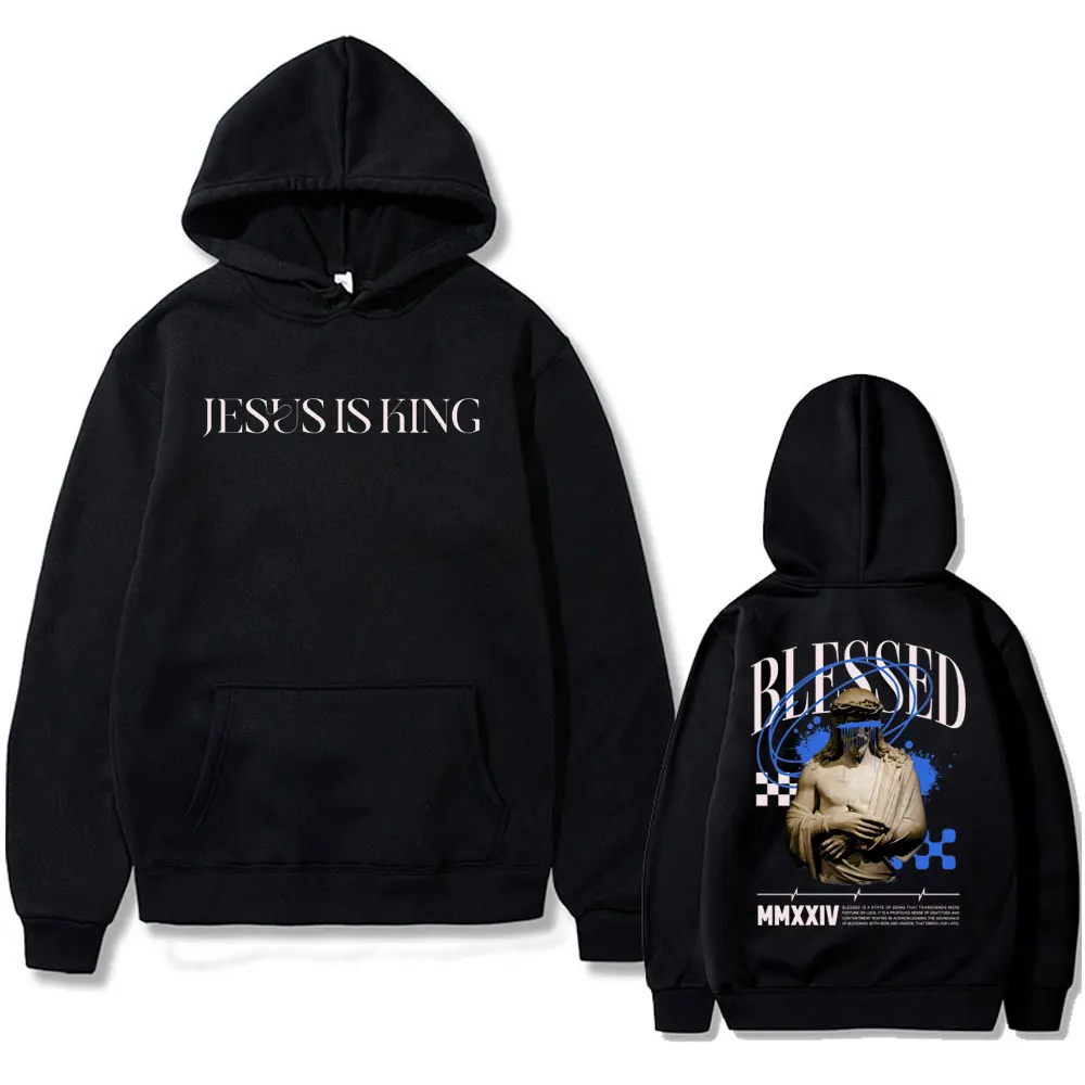 

Christian Religious Jesus Is King Blessed Hoodie Unisex Casual Vintage Pullover Hoodies Men Women Hip Hop Oversized Streetwear