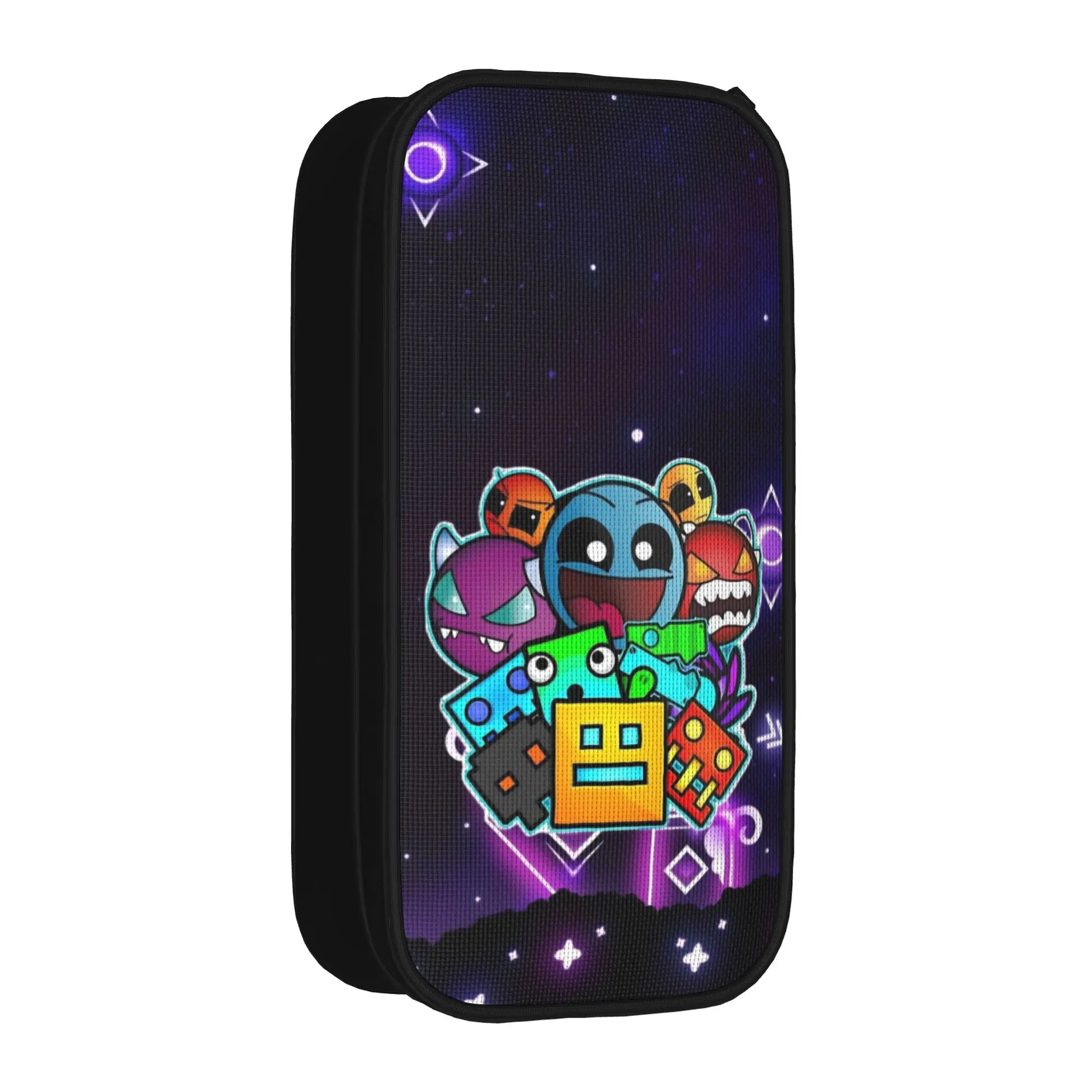 Geometry Icon Face Dashes Game Pencil Case Cartoon Pencilcases Pen Holder Girls Boys Big Capacity Bag School Zipper Stationery