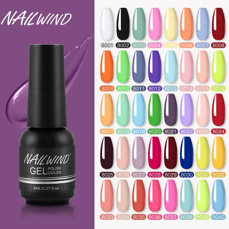 Nailwind gel de unhas 80 cores esmalte semi permanente vernizes de gel brilhante embeber híbrido para base de beleza de unhas casaco superior