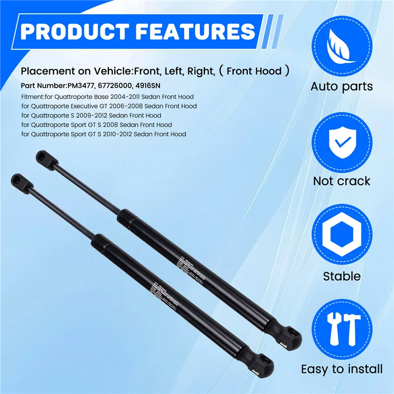 

2 шт. стойки капота капота газовая пружина амортизатора для Maserati Quattroporte 2004-2012 седан