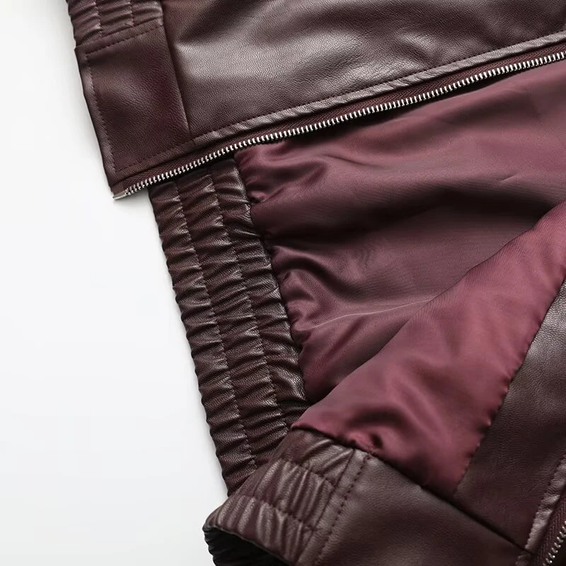 Keyanketian outono nova jaqueta de couro de gola grande feminina europeia e americana, jaqueta de piloto de imitação de couro feminino