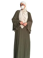 Robe musulmane Eid pour femmes, manches évasées plissées, Kaftan Jalabiya, Robe longue arabe, Ramadan marocain, dubaï Abayas, 2024 5