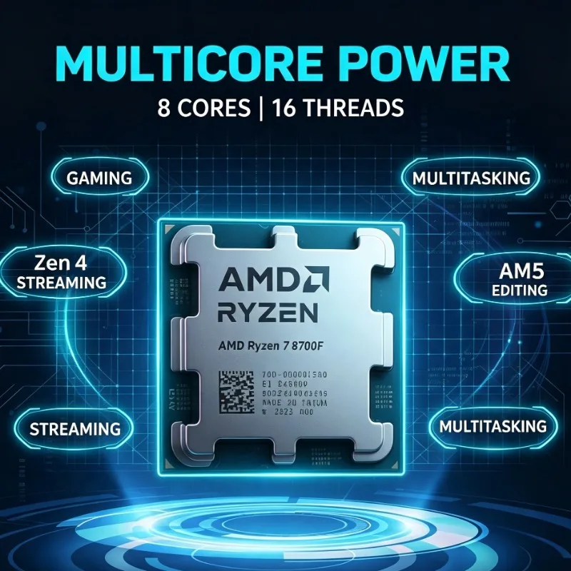 Socket AM5 Platform Processor R7 8700F Zen4 4.1GHz L3 16MB Gaming CPU No Heatsink
