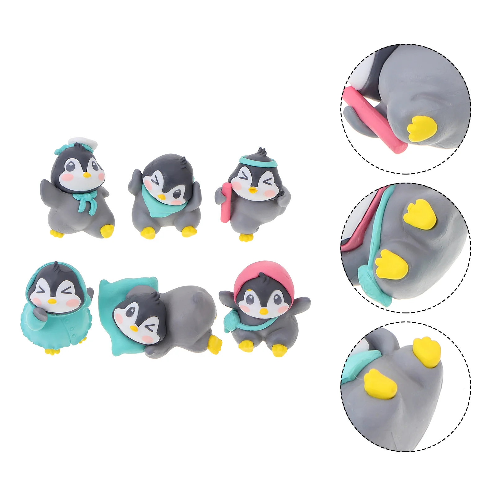 

6 Pcs Animal Penguin Ornaments Key Fob Characters Toys Pvc Plastic Miniature DIY Adornment