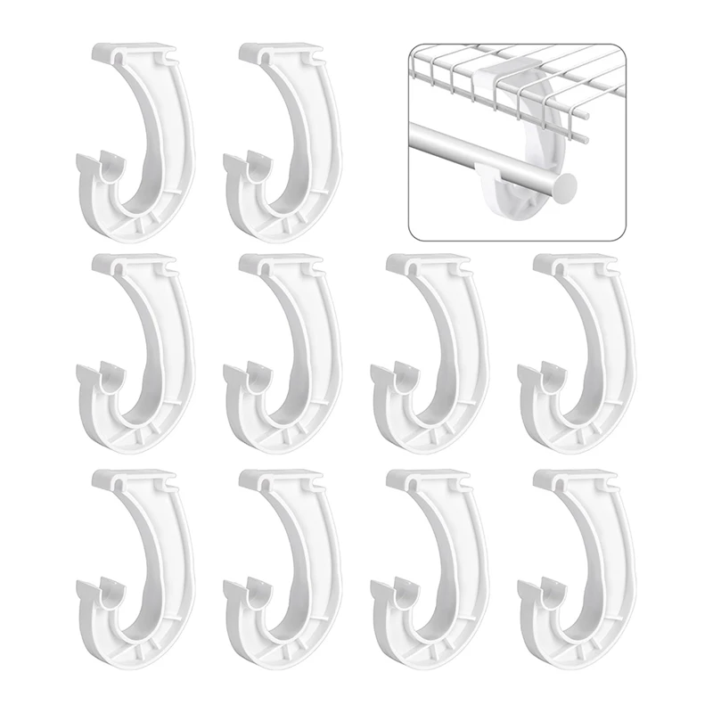 

10Pcs Hanging Closet Rod Support,Closet Shelf Rod Holder,J-Shaped Closet Brackets For Hanging Clothes,Cabinets Storage