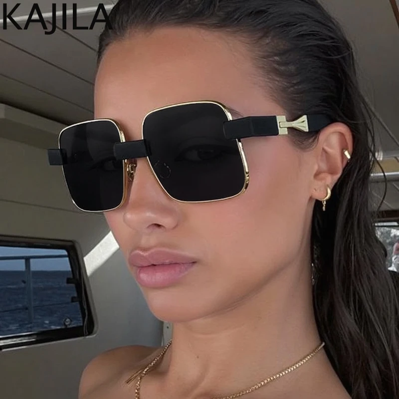 

Vintage Oversized Steampunk Square Sunglasses Women 2025 Luxury Brand Big Frame Classic Punk Eyewear Anti Blue Light Eyeglasses