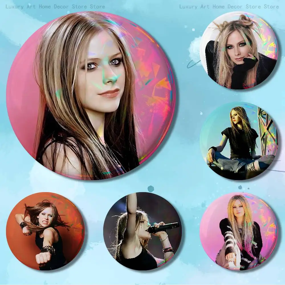 A-Avril L-Lavigne Ironic Enamel Pin Tinplate Round Brooch Cosplay Nijigen Otaku Culture Badges 58mm 44mm 32mm 75mm 25mm