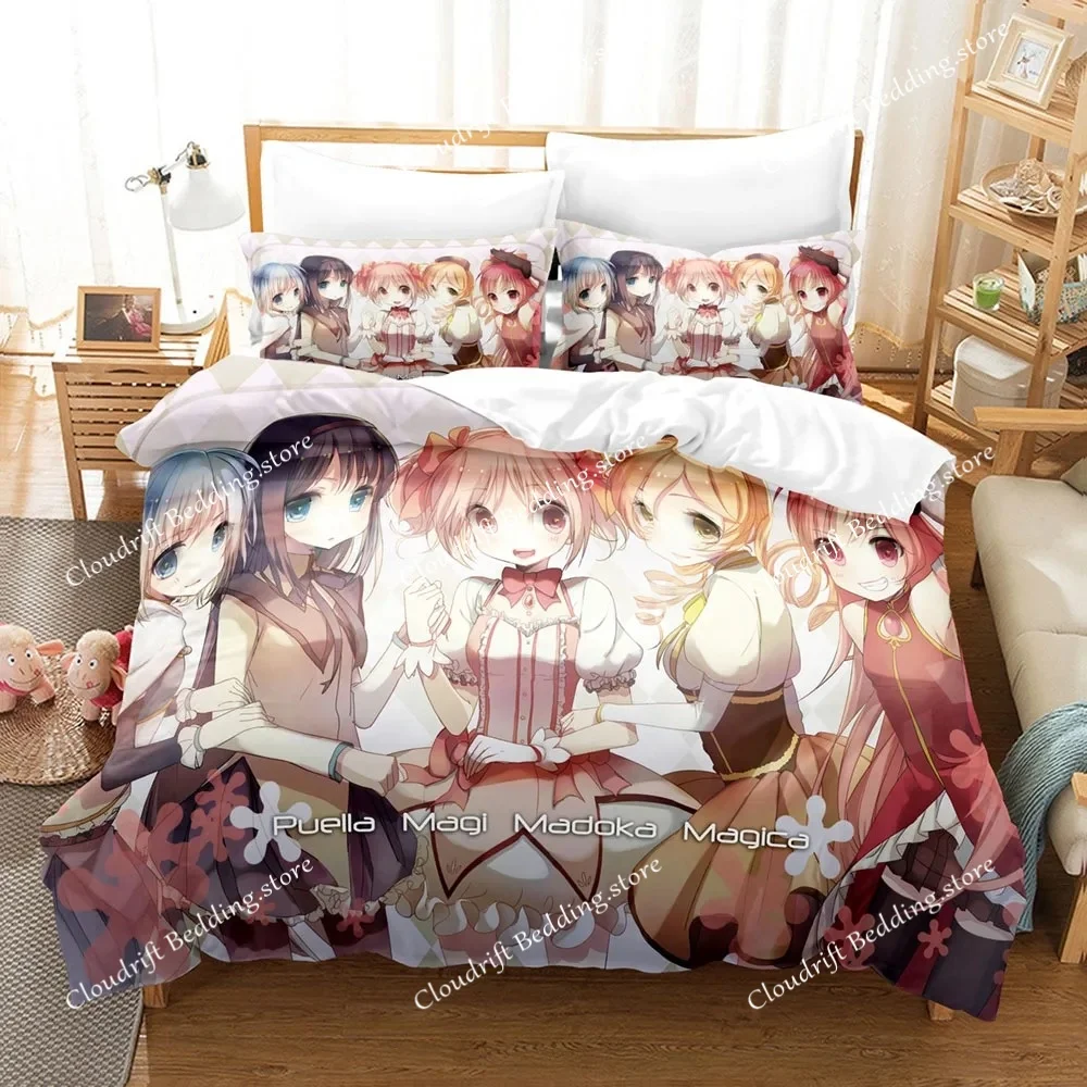 Kawaii Anime Puella Magi Madoka Magica Bedding Sets Duvet Cover Set With Pillowcase Twin Full Queen King Bedclothes Bed Linen