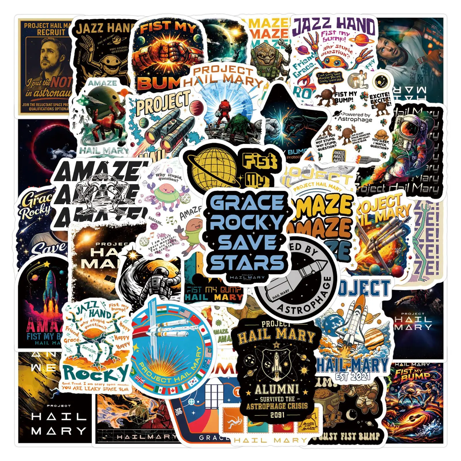 50/55 Stück Projekt Hail Mary Aufkleber Rocky der Alien Sticker für Laptop, Scrapbook, Gepäck, Gitarre, Helm, DIY Graffiti-Aufkleber