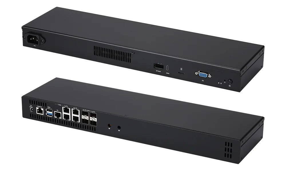 Qotom C3758R C3958 1U Rackable Server Atom Denverton 4*X553 10G SFP+ 5*2.5G LAN Barebone Firewall Router Network Mini PC