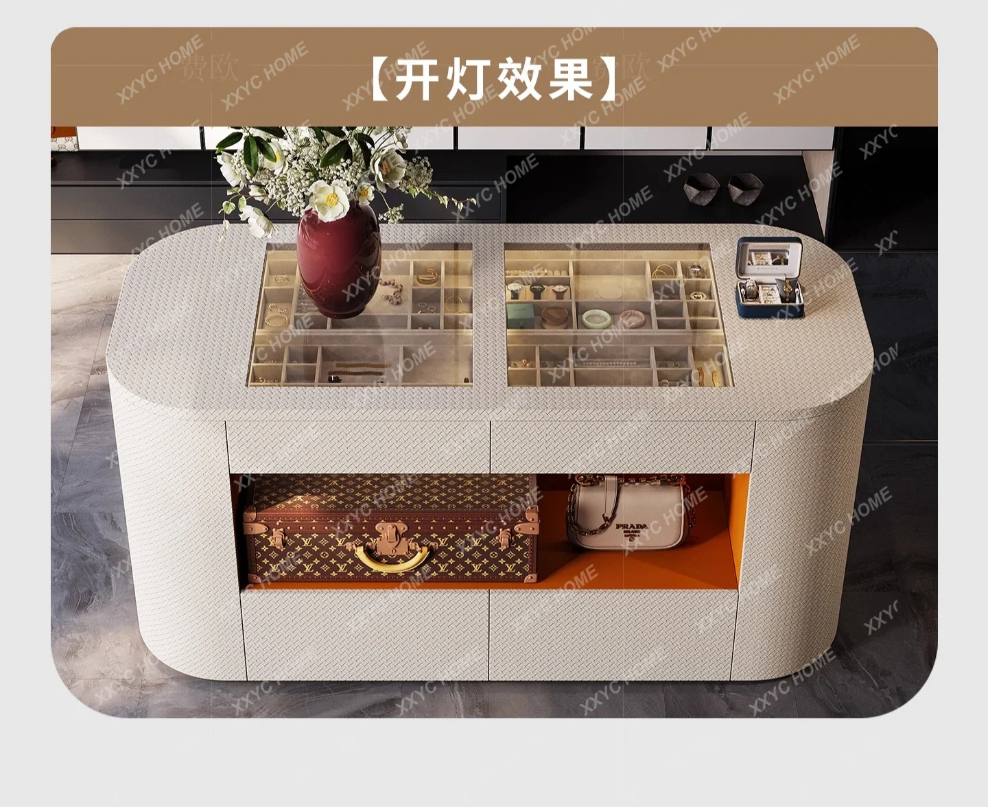 

JJLight luxury floor-to-ceiling jewelry cabinet luxury house high-end drawer storage cabinet