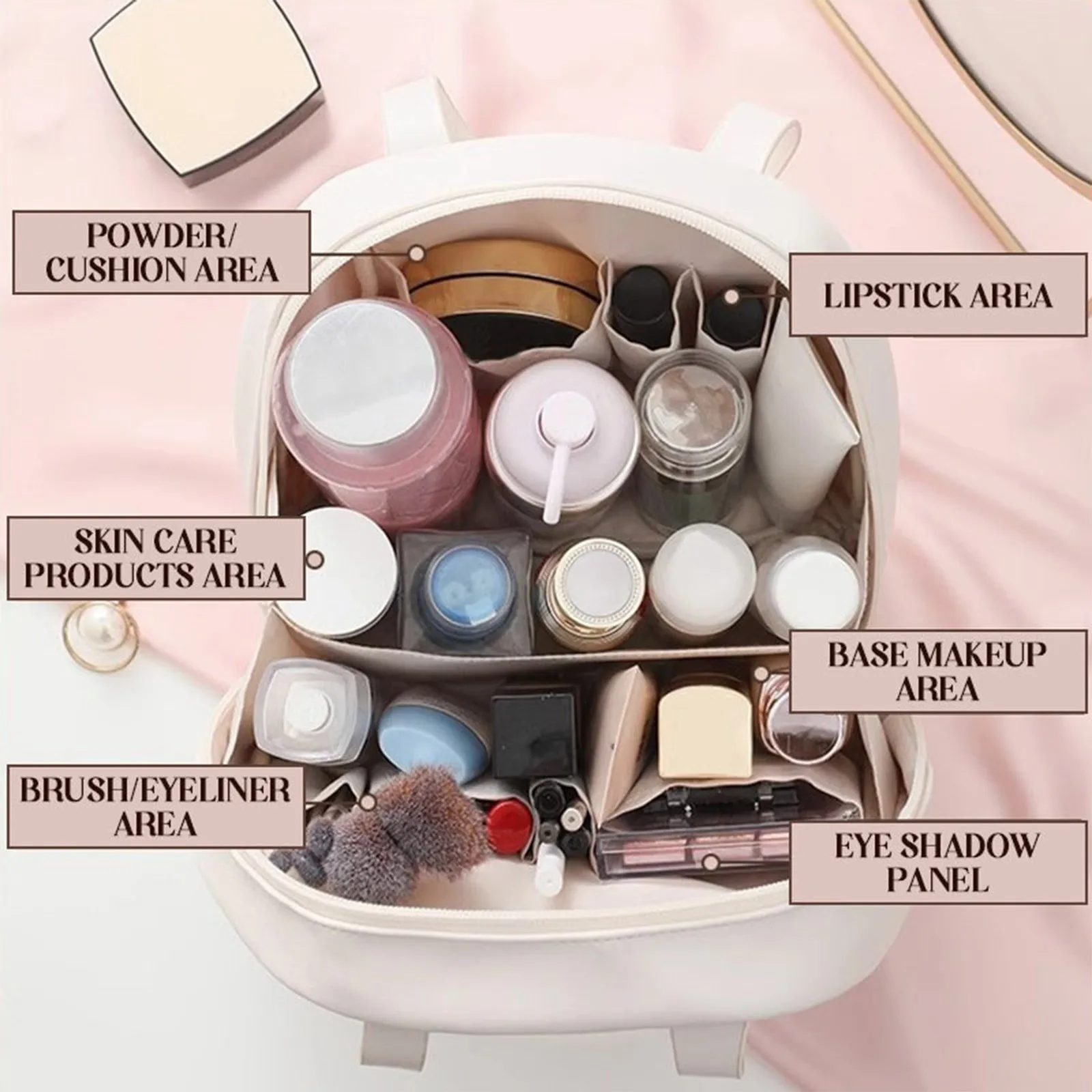 NEW Multi-Layered Shell-Shaped Multi-Compartment Toiletry Cosmetics Bag, Large Capacity Waterproof Portable Travel Makeup Bag