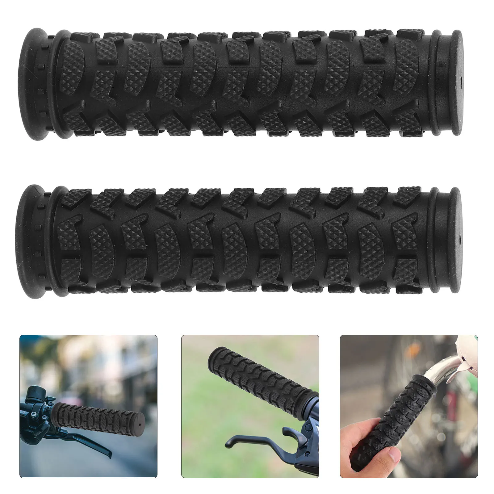 

2Pcs Bike Handlebar Grips Rubber Non- -on Mountain Bicycle Handle Grip Covers Replacement Bike Grip Sleeve for Stable