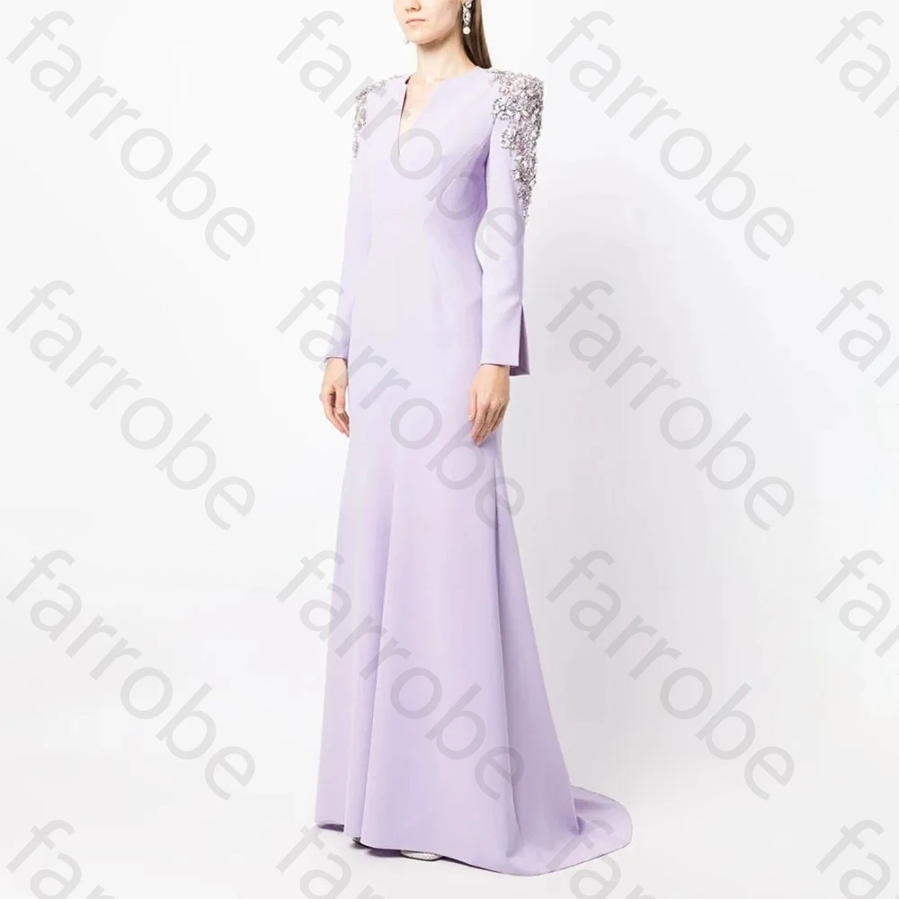 

Elegant A-line V-neck Long Sleeves Evening Dresses Sexy Celebrity Dress Exquisite High Quality Prom Party Gowns Women Customized