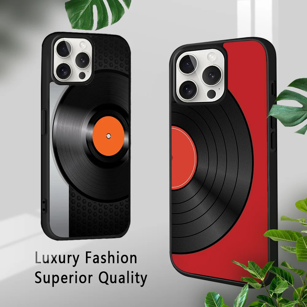 Art Vinyl DJ Record Phone Case For iPhone 15 14 13 12 11 Pro Xs Max Mini XR X 7 8 Plus luxury Mirror Hard Funda Anti Drop Cover