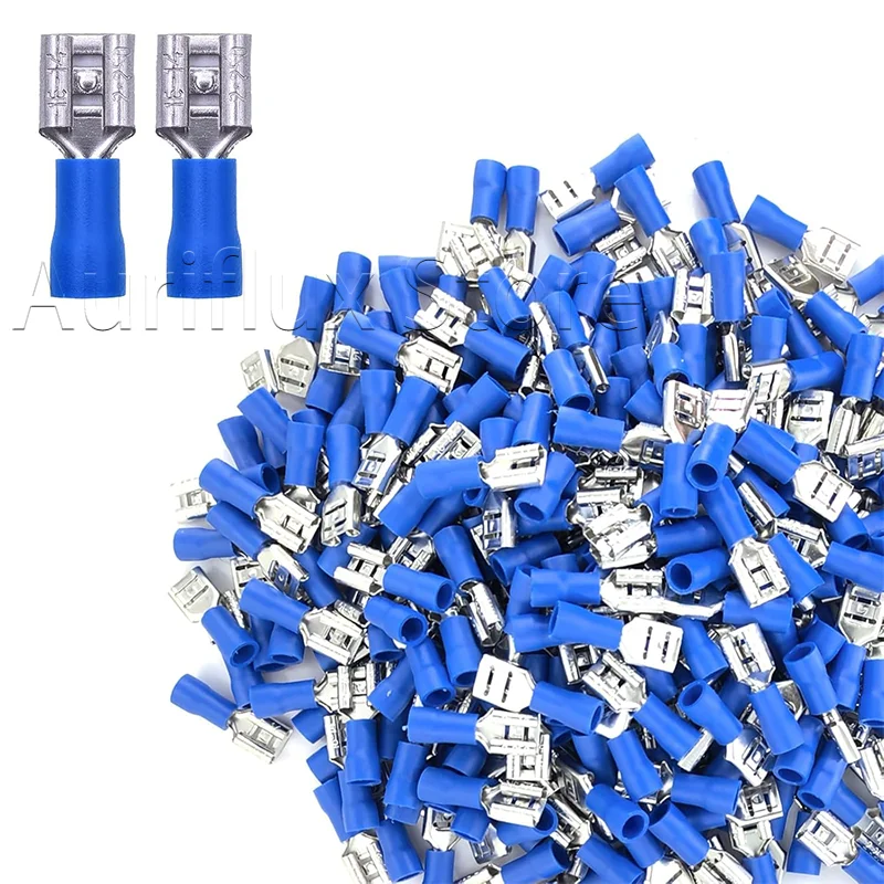 

100 pcs Quick disconnects Vinyl Insulated Spade Wire Connector Electrical Crimp Terminal 1/4" Female 16-14 AWG 6.3mm FDD2-250