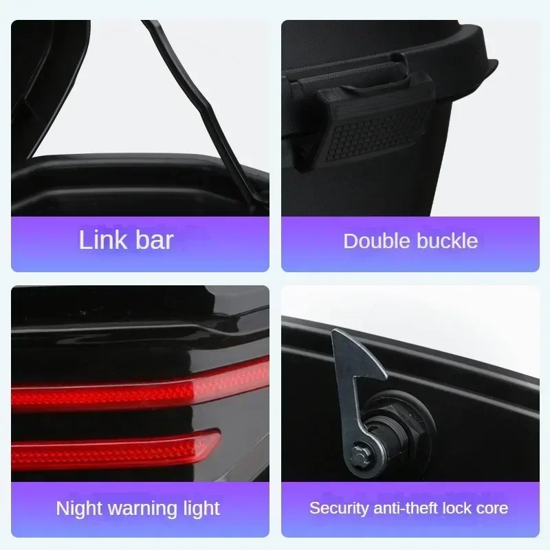 Motorcycle Rear Trunk Electric Vehicle Trunk Large Capacity Thickened Waterproof Reflective Rear Trunk