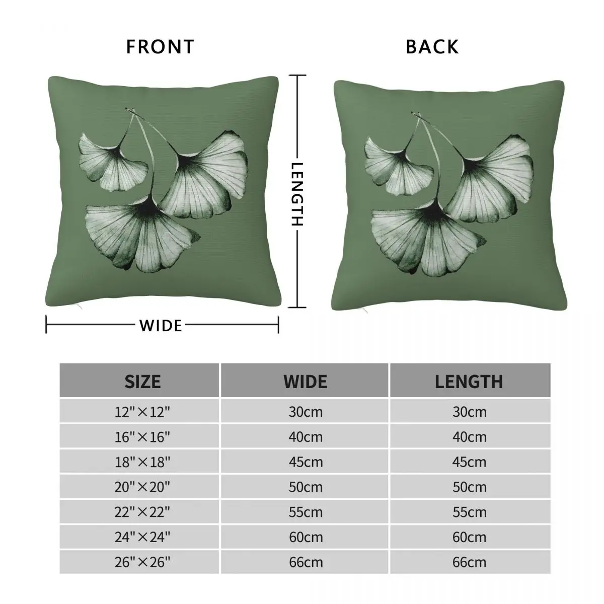 Ginkgo Biloba Leaf Square Pillowcase Polyester Linen Velvet Creative Zip Decorative Throw Pillow Case Car Cushion Case