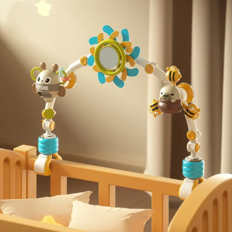 Zabawki Montessori dla niemowląt, grzechotka w kształcie pszczoły do łóżeczka, dzwonek, grzechotka dla noworodków, zabawka sensoryczna, bezpieczna do wózka, do zawieszenia na siedzisku, zabawka do zawieszenia w samochodzie.