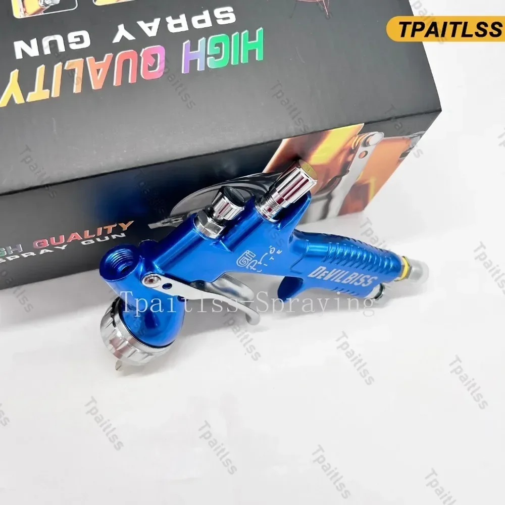 Imagem -03 - Pro-pistola de ar à Base de Água Aerógrafo Pintura Azul 1.3 mm 1.8 mm Bico 600ml Copo de Mistura Te20 T110 gt