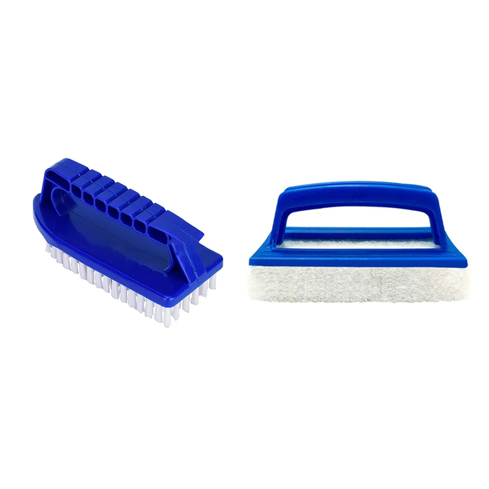 2pcs Pool Cleaning Accessories: 57 Inch Scrub Brush + Flexible Sponge Pad for Spa Bathtub Fish Tank and Marine Vessels