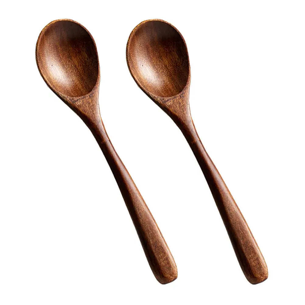 

2Pcs Wooden Baby Spoons High Quality Crafted Natural Wood Round Design Comfortable Clean Rice Soup Porridge Scoop
