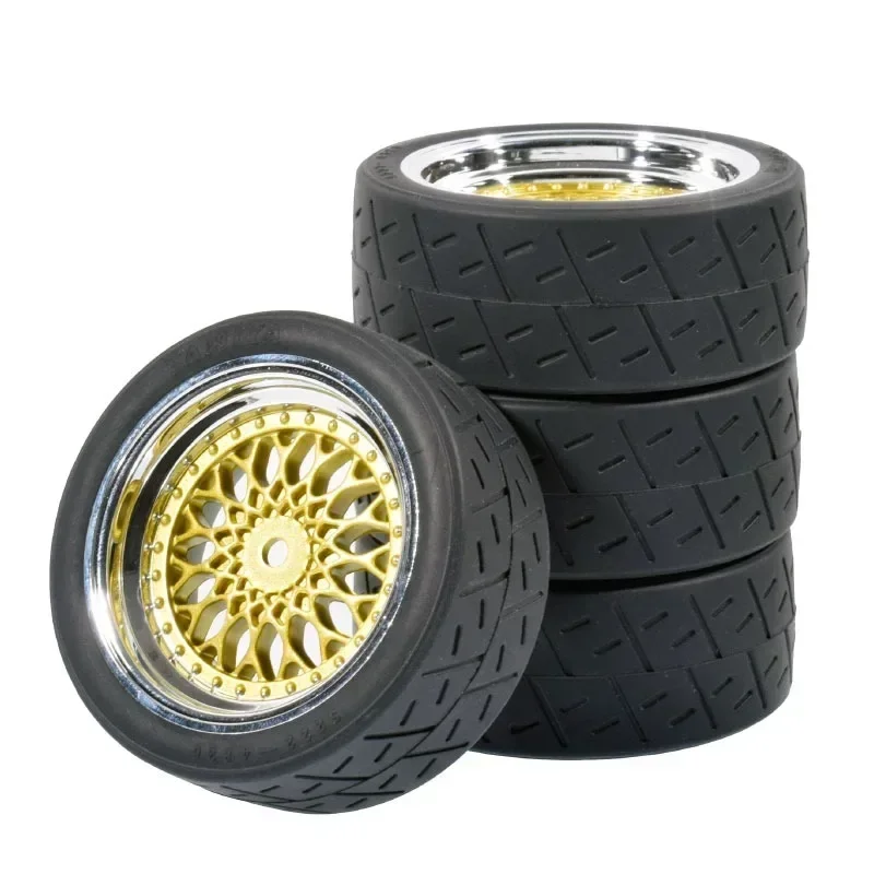 FOR 1/10 1/12 1/14 On Road Tires & Wheel 12mm Hex Plastics Rims Compatible with Tamiya TT01 TT02 Kyosho Sakura D3 Trxs 4Tec 2.0