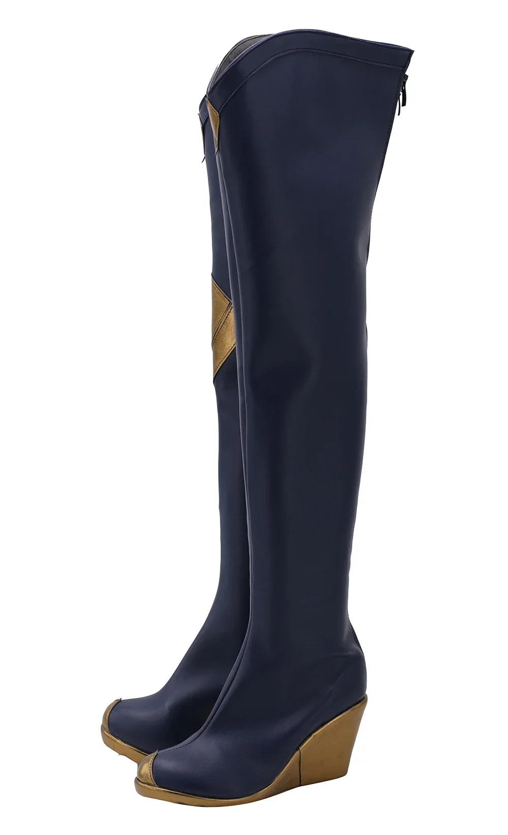 Caitlyn Combat Academy Cosplay Stiefel – LOL Blaue Keilabsatzschuhe, Maßanfertigung