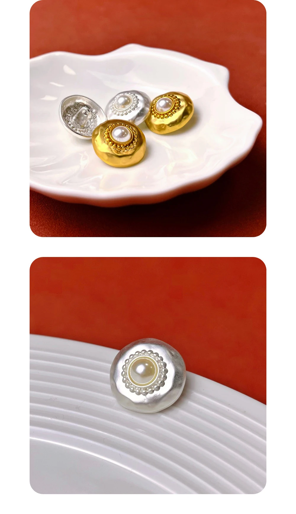 10 Stück Metallknöpfe, Kleidungszubehör, eingelegte Perlen, dekorative Knöpfe, DIY-Handwerk, Nähzubehör, runde Knöpfe für Kleidung – Detail 5