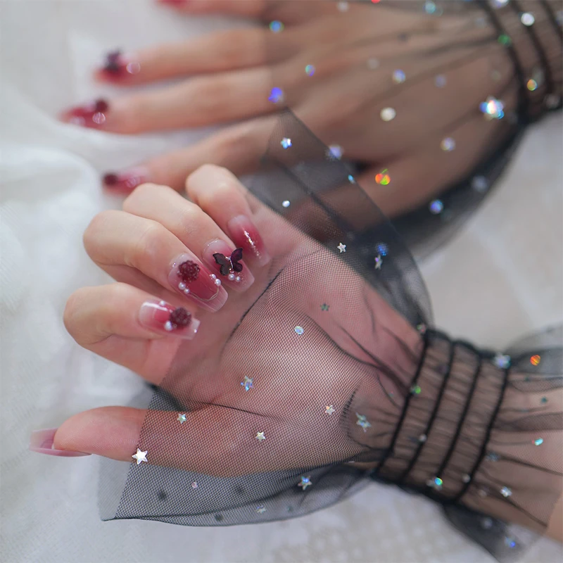 

1Pair Manicure Photo Star Glitter Decorative Cuff Sleeve Shiny Nail Showing Sleeve DIY Shooting Background Prop Nail Tool