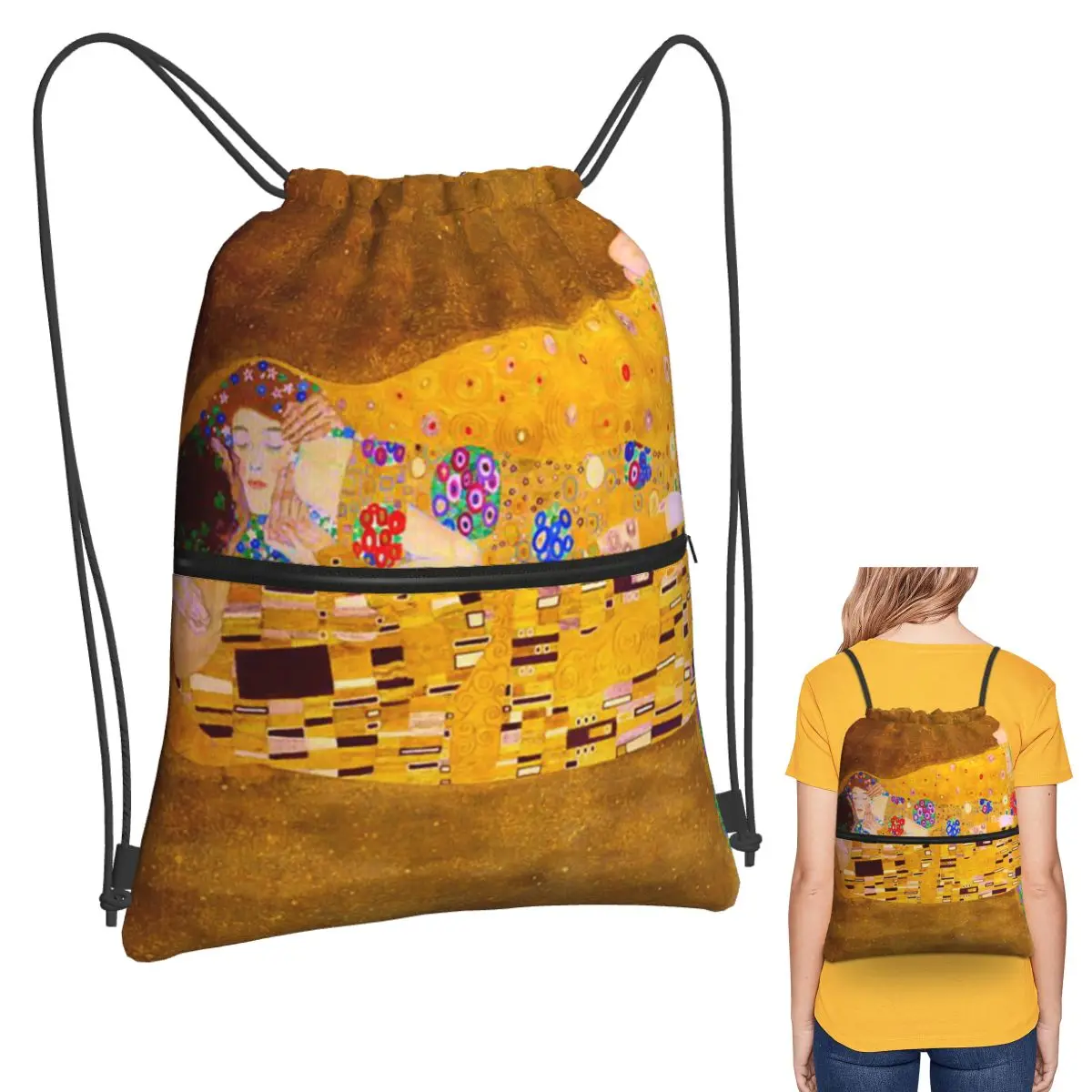 

Gustav Klimt The Kiss Abstract Freyas Art Backpacks Multi-function Drawstring Bags Sundries Bag Book Bags for Man Woman School