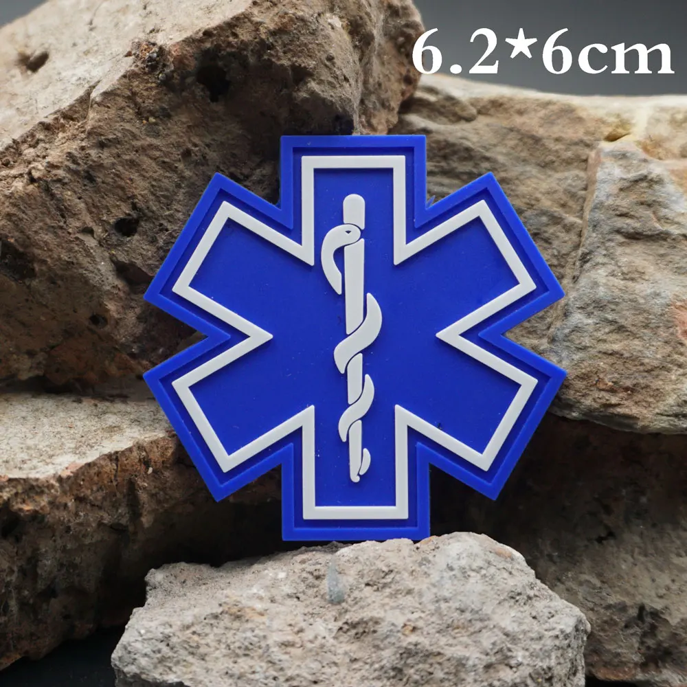 blue snake medic cross Star of Life Tactical PVC Patches with Hook and Loop Backing for Backpacks Clothing military Accessories