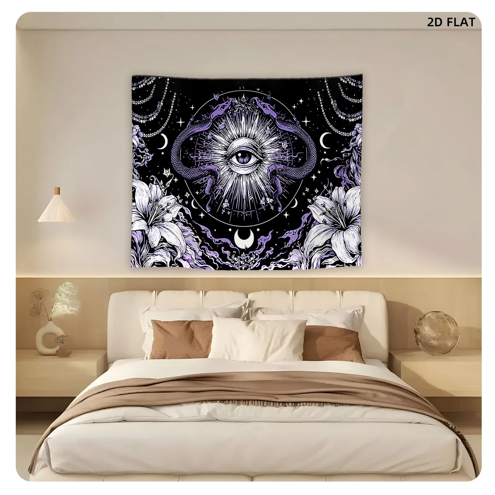 Gothic Mystic Tapestry Wall Hanging Celestial Eye Serpent Occult Bohemian Boho Witchy Decor Poster Art for Living Room Bedroom H