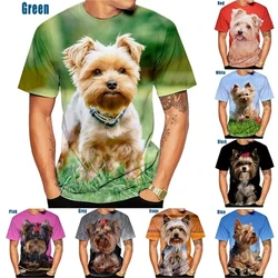 Cute Pet Dog Yorkshire Terrier 3D Printed Men's And Women's Summer Fashion Casual T-shirts Funny Round Neck Short Sleeve Tops